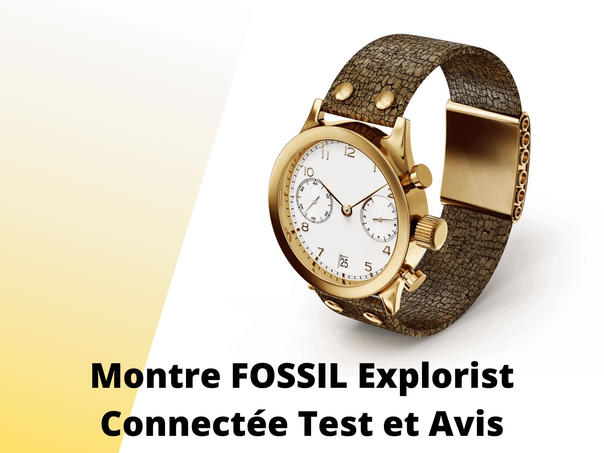 Montre Connectée Fossil FTW4022 - Homme - Boîtier 44mm Noir - Bracelet Cuir Marron - Neuf